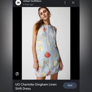 ISO UO CHARLOTTE GINGHAM LINEN SHIFT DRESS
